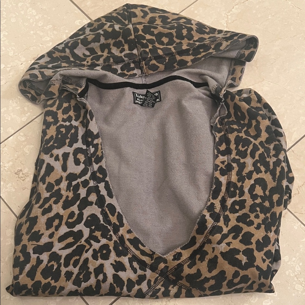 Vintage Lucky Brand Leopard Cotton Hoodie